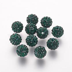Polymer Ton Strass Perlen, Klasse A, Runde, pflastern Discokugel-Korn, Smaragd, 10x9.5 mm, Bohrung: 1.5 mm