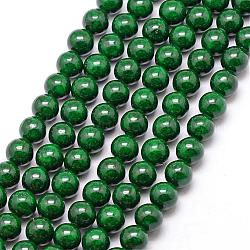 Fossil Beads, Dyed, Round, Dark Green, 12mm, Hole: 0.8mm, about 33pcs/strand, 16 inch