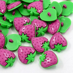 Acrylic Strawberry Shank Buttons, 1-Hole, Dyed, Violet, 25x22x6mm, Hole: 3x2mm