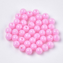 Perles plastiques opaques, ronde, rose, 6x5.5mm, Trou: 1.8mm, environ 4790 pcs/500 g