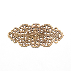 Iron Links, Etched Metal Embellishments, Flower, Antique Bronze, 23x44.5x0.5mm