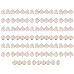 Ciondoli in lega di smalto placcato oro, paillettes smaltate, rotondo e piatto, bianco, letter.y, 14x12x2mm, Foro: 1.5 mm, 100pcs/scatola