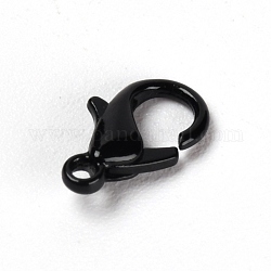 Baking Painted Alloy Lobster Claw Clasps, Black, 12x6.5x3.5mm, Hole: 1.4mm, about 20pcs/bag