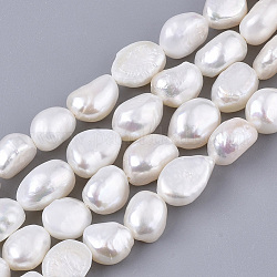 Fili di perle di perle d'acqua dolce coltivate naturali, due lati lucido, colore conchiglia, 8~12x8~9x6~8mm, Foro: 0.6 mm, circa 36~38pcs/filo, 13.78 pollice (35 cm)