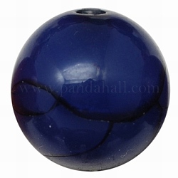 Colorful Resin Round Beads, Translucent with Crackle Pattern, Blue, Size: about 18mm in diameter, hole: 2mm