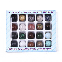 Природные и синтетические смешанные драгоценный камень бисер, сфера драгоценного камня, нет отверстий / незавершенного, смешанные окрашенные и неокрашенные, круглые, 19~20 мм, коробка: 15x12.6x1.8 см, Около 20 шт / коробка