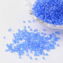 12/0 perles de rocaille en verre, transparent , ronde, bleu clair, 2mm, Trou: 1mm, environ 3100 pcs/50 g