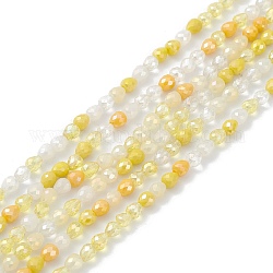 Gradient Color Electroplate Glass Bead Strands, AB Color Plated, Faceted, Teardrop, Yellow, 4.6x4mm, Hole: 1mm, about 99~101pcs/strand, 18.19~18.5 inch(46.2~47cm)
