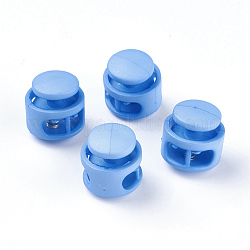 Cierres de cuerda de plástico, con fornituras de hierro, Platino, azul aciano, 17x17x16mm, agujero: 4x6.5 mm