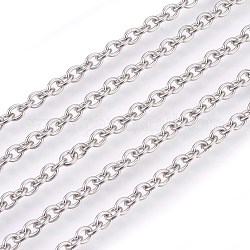 304 Stainless Steel Cable Chains, Unwelded, Oval, Stainless Steel Color, 4x3x0.8mm