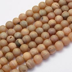 Fili di perline in agata naturale druzy, tinto, tondo, smerigliato, arcobaleno placcato, 10mm, Foro: 1 mm, circa 38pcs/filo, 15.7 pollice (40 cm)