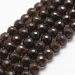 Naturale perle di quarzo fumé fili, sfaccettato, tondo, 6mm, Foro: 1 mm, circa 61pcs/filo, 14.9 pollice~15.1 pollici