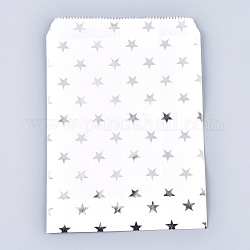 Bolsas de papel kraft ecológicas con estampado de estrellas, bolsas de regalo, bolsas de compra, Rectángulo, plata, 18x13x0.01 cm