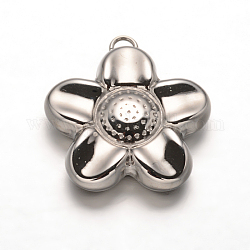 Flower 304 pendenti in acciaio inox, colore acciaio inossidabile, 19x17x4.8mm, Foro: 2.5 mm