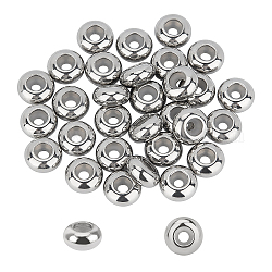 Unicraftale Edelstahlperlen, mit Gummi innen, Schieberegler Perlen, Stopper Perlen, Rondell, Edelstahl Farbe, 8x4 mm, Bohrung: 2 mm, 30 Stück / Karton