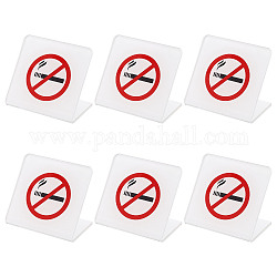 Acrylic Office Table Warning Signs, NO SMOKING, White, 49x80x68mm