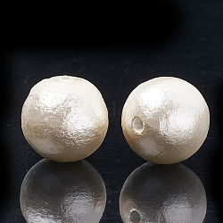 Perle di cotone compresso perle, ecologico, tinto, tondo, bianco floreale, 10~10.5mm, Foro: 1.2 mm
