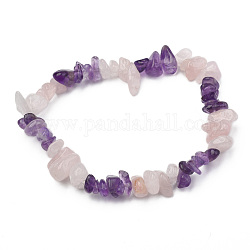 Bracelets extensible avec perles en pierre précieuse, quartz rose, 50mm