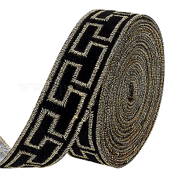 Cintas de tela de bordado de encaje de estilo chino, cintas de hilo metálico, cinta de jacquard, patrón, oro, 7/8 pulgada (23 mm), alrededor de 4.27 yarda (3.9 m) / pc