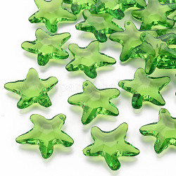 Perline acrilico trasparente, stella, verde, 28.5x29.5x7.5mm, Foro: 1.8 mm, circa 189pcs/500g