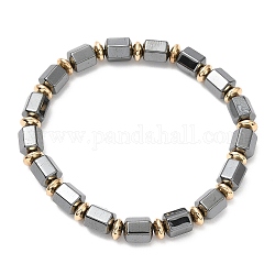 Bracelets extensibles en perles de colonne d'hématite non magnétique synthétique, or, diamètre intérieur: 2-3/4 pouce (6.92 cm)