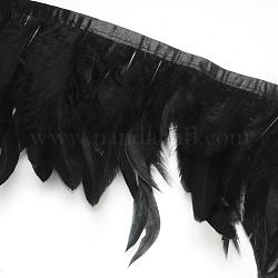 Accessoires de costume de fil de tissu de plume à la mode, noir, 110~300x28~62mm, à propos 10yard / sac