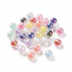 Transparente Acryl Perlen, Perle in Perlen, Runde, Mischfarbe, 16x15 mm, Bohrung: 2.5 mm