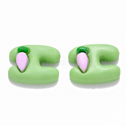 Harz Cabochons, Buchstabe h mit Karotte, lime green, 20x17x6 mm