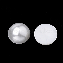 Cabochon di perle finte in plastica ecologica, grande lucentezza, grado a, mezzo tondo, bianco, 25x12mm
