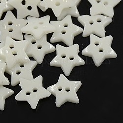Boutons acryliques, 2-trou, teinte, étoiles du nord, blanc, 12x2mm, Trou: 1mm