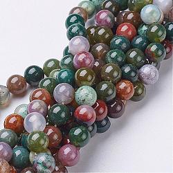 Chapelets de perles en agate indienne naturelle, ronde, 8mm, Trou: 1mm, Environ 46 pcs/chapelet, 15~16 pouce
