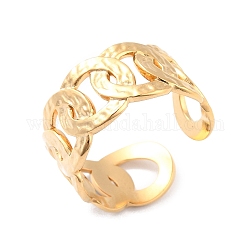 Placcatura ionica (ip) 304 anello del polsino con catena barbazzale in acciaio inossidabile, anello spalancato per le donne, oro, diametro interno: 17.3mm