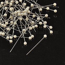 Kugelkopfbolzen, Corsage-Pins / Dress-Making-Pins, Eisen Nadeln, weiß, 37 mm, Stift: 1 mm, Ball: 4 mm, über 600pcs / Kästen