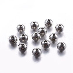 Perles en 304 acier inoxydable, lisser, ronde, couleur inoxydable, 8x7mm, Trou: 2mm