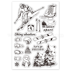 GLOBLELAND Glove Scarf Skiing Pattern Silicone Clear Stamps Outdoor Activity Pattern Acrylic Stamps for Album Photo Scrapbooking Card Decoration, 160 x 110 mm