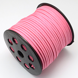 Cuerda de ante imitación, encaje de imitación de gamuza, color de rosa caliente, 2.7x1.4mm, alrededor de 98.42 yarda (90 m) / rollo