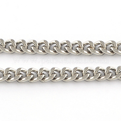 Cadenas de eslabones cubanos de hierro sin soldar, cadenas de bordillo gruesas, con carrete, Platino, 9.5x8.6x2mm, aproximadamente 82.02 pie (25 m) / rollo