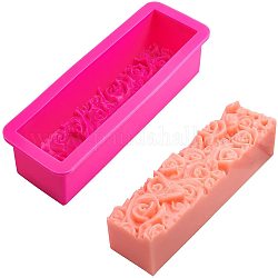 Moules à savon en silicone ahandmaker avec motif rose, 18oz moules à savon rectangulaires moule carré en silicone moule à pain fait à la main
