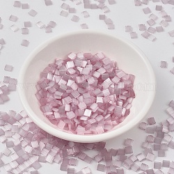 Perles miyuki tila, Perles de rocaille japonais, 2-trou, (tl2597) soie rose pâle poussiéreux, 5x5x1.9mm, Trou: 0.8mm, environ 118 pcs/10 g