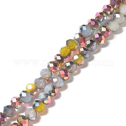 Fili di perle di vertro placcato, multicolore placcato, sfaccettato, abaco, colorato, 4x3mm, Foro: 0.9 mm, circa 128pcs/filo, 17.13 pollice (43.5 cm)