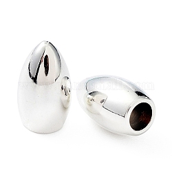 201 Stainless Steel Cord End, Horse Eye, Silver, 7x4mm, Hole: 2mm