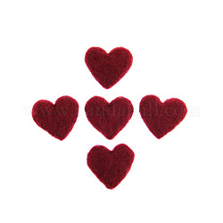 Cabochon in feltro di lana, cuore, rosso scuro, 40x40mm