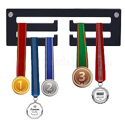 Espositore per medaglie in acrilico, per collezione famiglia espositore per medaglie con accessori in lega di ferro e gommapistici, nero, supporto: 10x30x1.2 cm