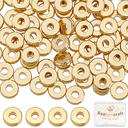 Perles d'espacement en laiton Beebeecraft, donut, véritable 24k plaqué or, 6x2mm, Trou: 2mm, 100 pcs / boîte