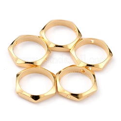 Messing Perle Rahmen, langlebig plattiert, Hexagon, echtes 24k vergoldet, 10~11x2 mm, Bohrung: 1 mm, Innendurchmesser: 9 mm