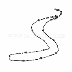 304 collar de cadena satélite de acero inoxidable para hombres y mujeres, gunmetal, 15.75 pulgada (40 cm)