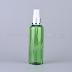 100ml Refillable PET Plastic Spray Bottles, with Fine Mist Sprayer & Dust Cap, Round Shoulder, Green, 14.1x3.85cm, Capacity: 100ml(3.38 fl. oz)