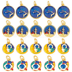 SUNNYCLUE 1 Box 20Pcs 4 Style Space Charms Astronaut Charms Bulk Moon Star Romantic Starry Sky Dark Night Charm Spacemen Rocket Charm for Jewelry Making Charms DIY Necklace Bracelet Adults Crafts