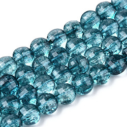 Synthetic Kyanite/Cyanite/Disthene Beads Strands, Dyed, Faceted, Flat Round, 6x4mm, Hole: 0.8mm, about 66pcs/strand, 15.1 inch