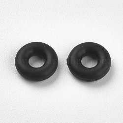 Perlas de silicona, hacer diy pulsera, buñuelo, negro, 6x2mm, agujero: 2 mm